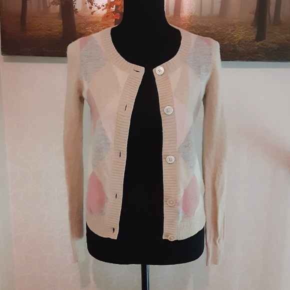 Talbots 70% Wool Argyle Buttondown Cardigan - Picture 2 of 6